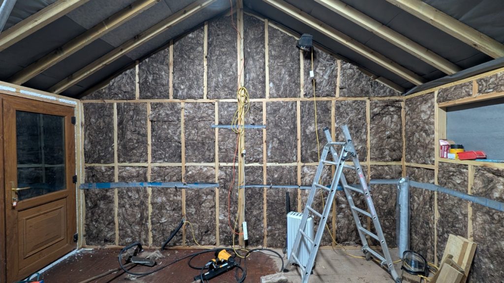 Within a short time, two walls are thoroughly insulated.